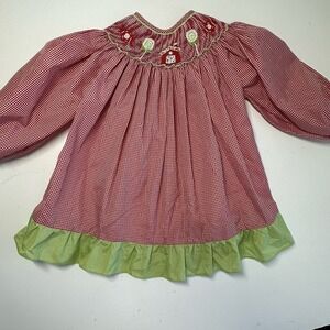 Christmas Candy Land Smocked Gingham Dress by Smocked Beauty, Sz: 4 (b1)